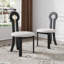 Table de salle à manger moderne à 6 sièges en pierre frittée avec plateau rotatif, chaises de salle à manger modernes en forme de clé-160554398