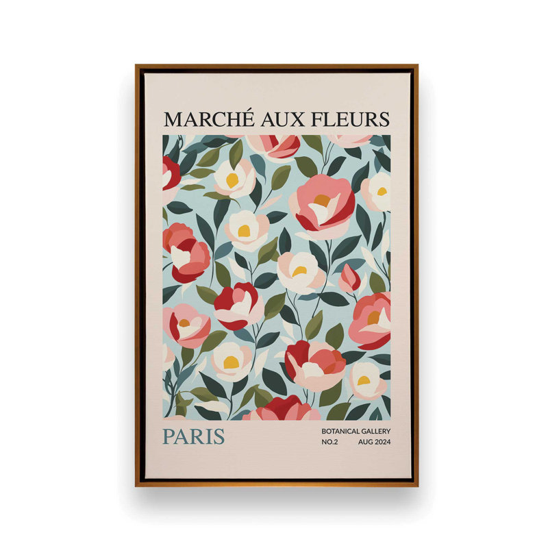 Marché aux fleurs de Paris, Cadre flottant or poli, H 18,75 po x l 12,75 po