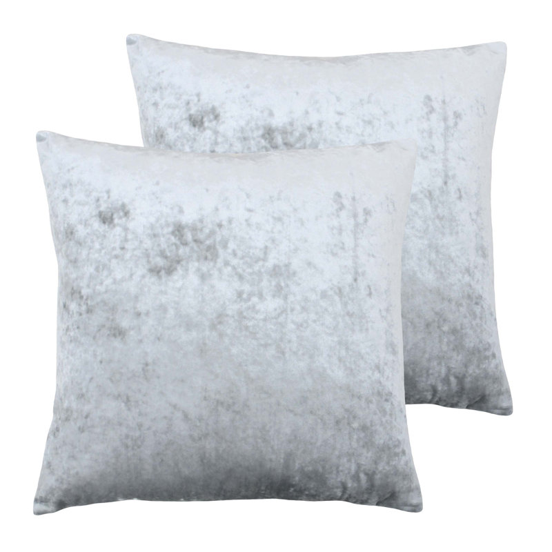Square Cushion, Silver, Feathers