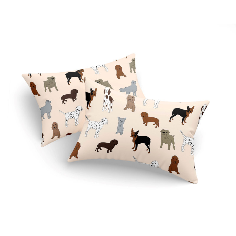 Washable Dogs Print Cotton-Blend Pillowcase Set (2 Pieces)