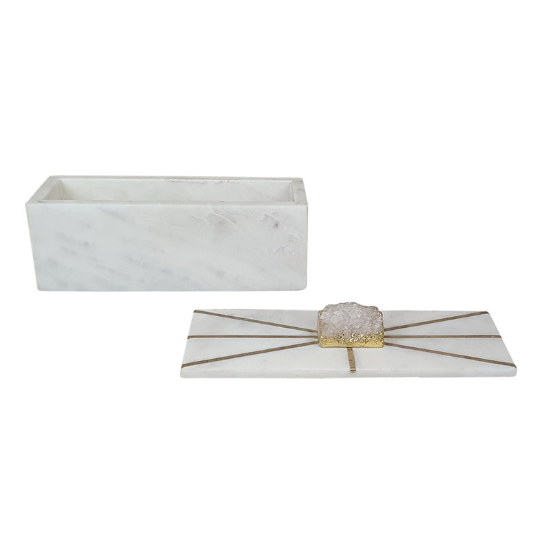Somersworth Decorative Box, 3" H x 7.5" W x 3" D, White