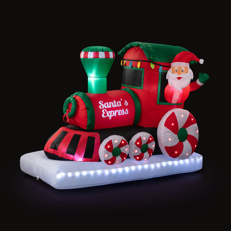 Mr. Christmas 6 ft. Red and Green Inflatable Santa's Express Train