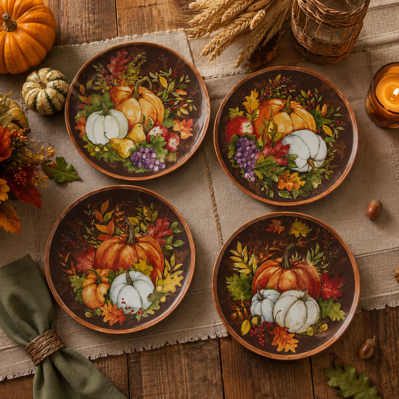 9'' Earthenware Salad Or Dessert Plate , Set of 4