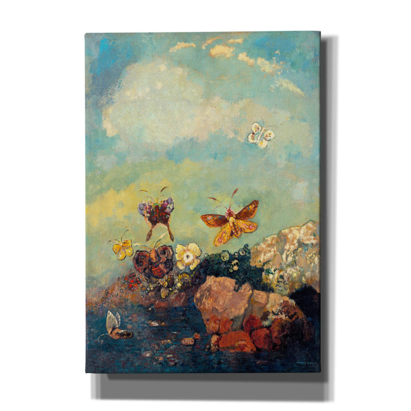 «Butterflies Copie» par Odilon Redon, art mural sur toile, H 26 po x l 18 po x P 0,75 po
