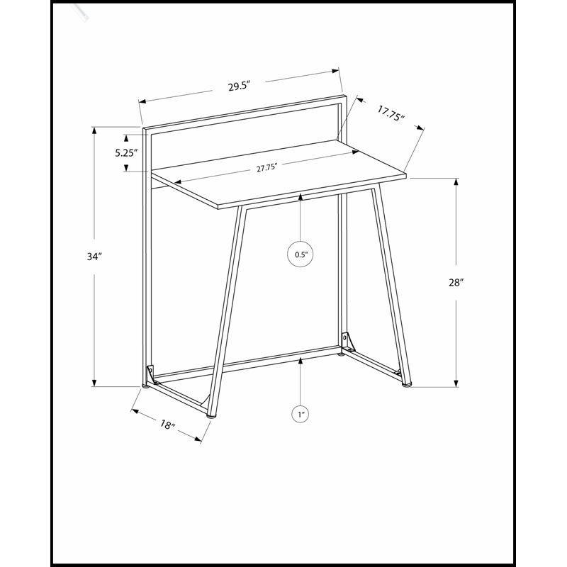 Bureau d'ordinateur compact et contemporain de 30 pouces pour le bureau à domicile et les petits espaces, durable et élégant avec stratifié noir et structure en métal
