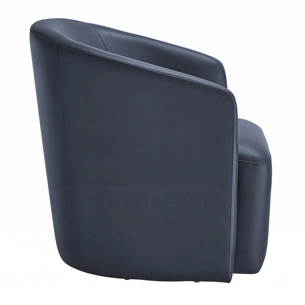 Armino Swivel Barrel Chair, Midnight Blue Faux Leather