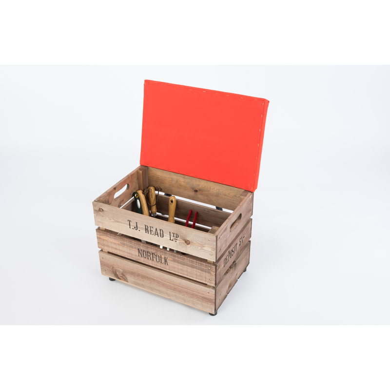 Edington Upholstered Outdoor Ottoman, Red