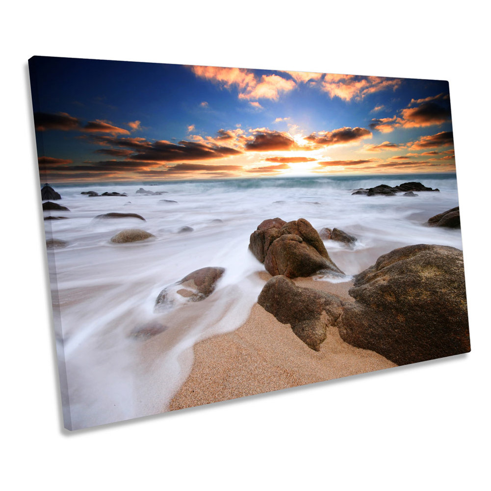 Cornwall Seascape Beach Sunset - Wrapped Canvas Print