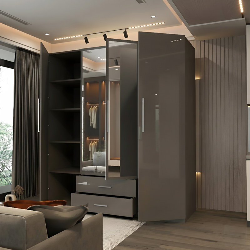 Manufactured Wood Wardrobe, Grey 160cm