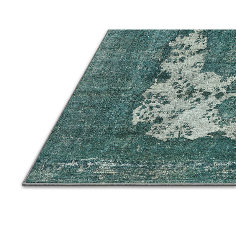 Tapis oriental vert / blanc, Rectangle 7 pi x 9 pi