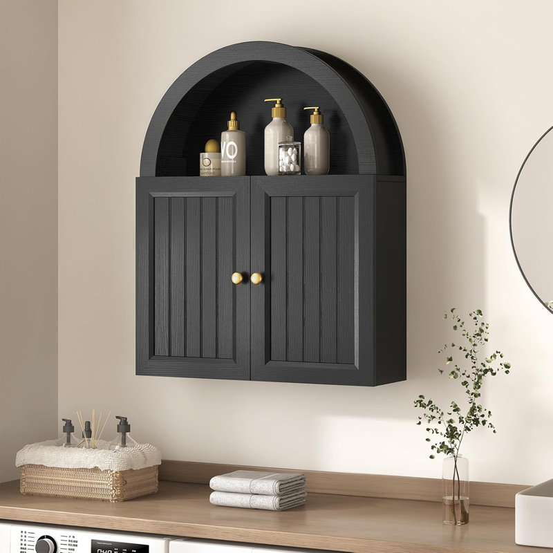 Armoire murale de salle de bain arquée, Noir