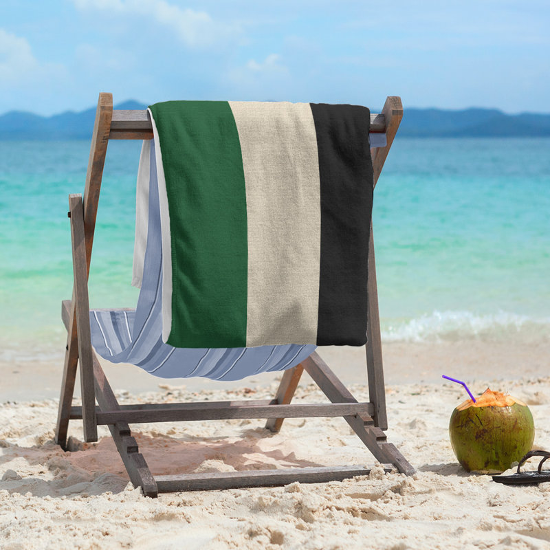 Lightweight Beach Towel, Green/Cream/Black