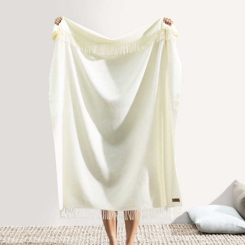 Italian Herringbone Throw, Ecru