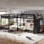 Lits jumeaux quadruples avec rangement, structure en MDF et métal, style moderne et gain d'espace pour la maison