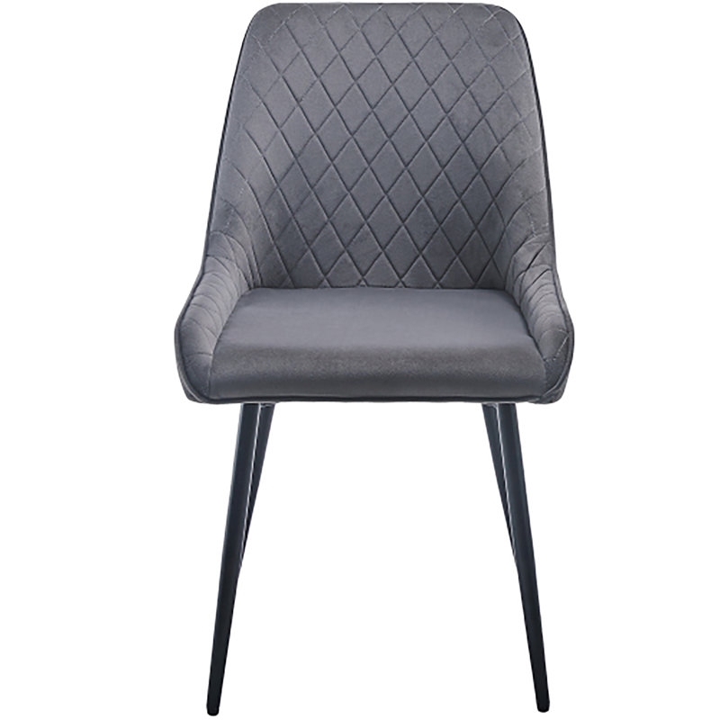 Mako 46cm H Velvet Upholstered Side Chair, Grey, Black