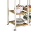 Rectangular Natural Brown And White Kitchen Cart, Shelf For Appliances, Storage With Shelves Wire , 4 Movable Object Part Piece Unit
