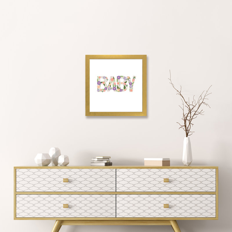 «Enchanted Garden I» par Emily Cromwell - reproduction d'art textuel, Papier encadré doré, Blanc, H 16 po x l 16 po x p 1 po