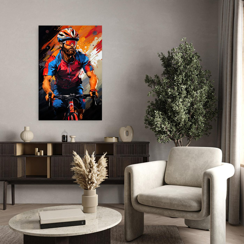 «Dynamic Cycling Athlete», impression murale contemporaine colorée, H 36 po x l 24 po