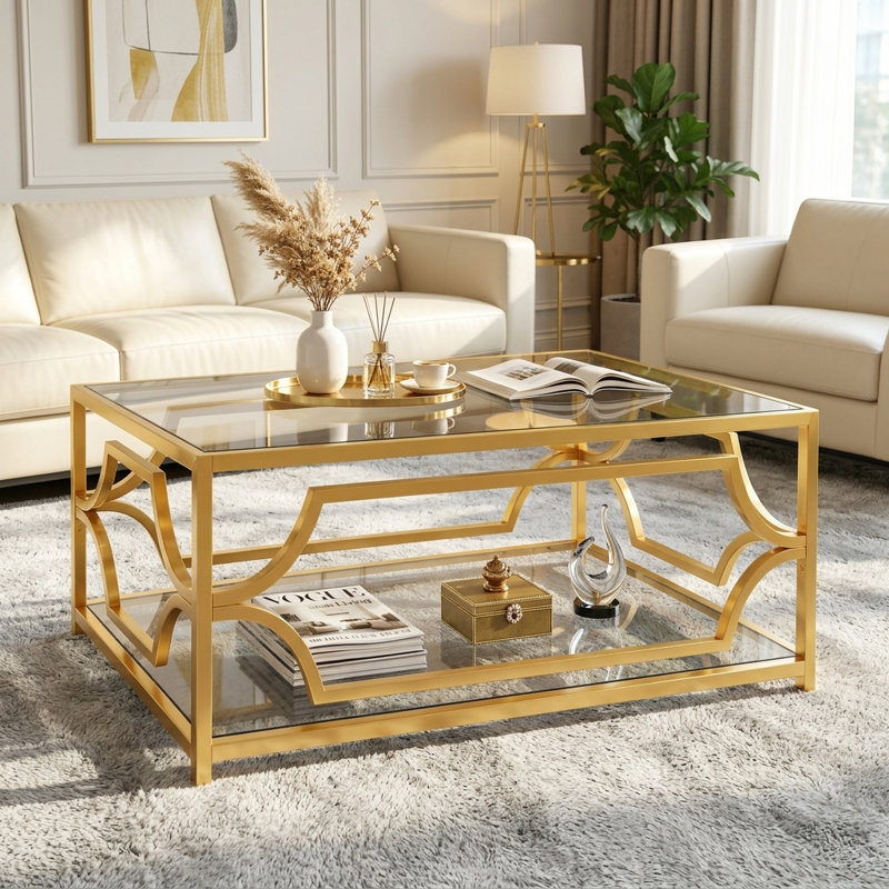 Table basse Modern, Transparent / Gold