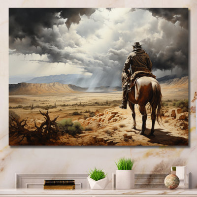 Cowboy Calm Before The Storm - Cowboys Canvas Wall Art
