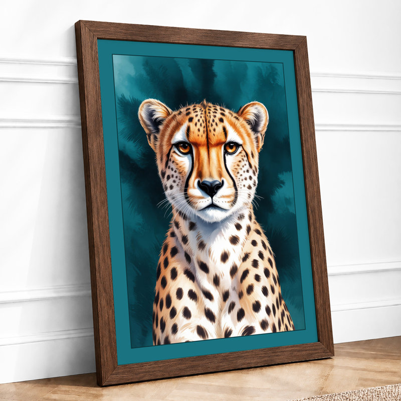 Cheetah's Calm Gaze Modern - Print, A2 - 59.4 x 42.0 cm, Walnut