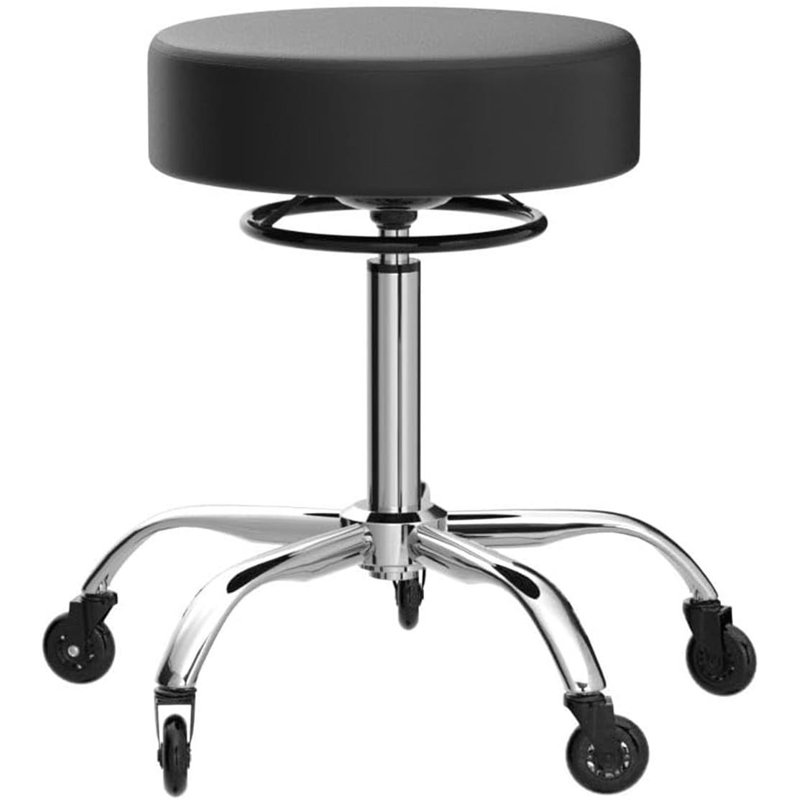 Rolling Stool With Wheels, Black