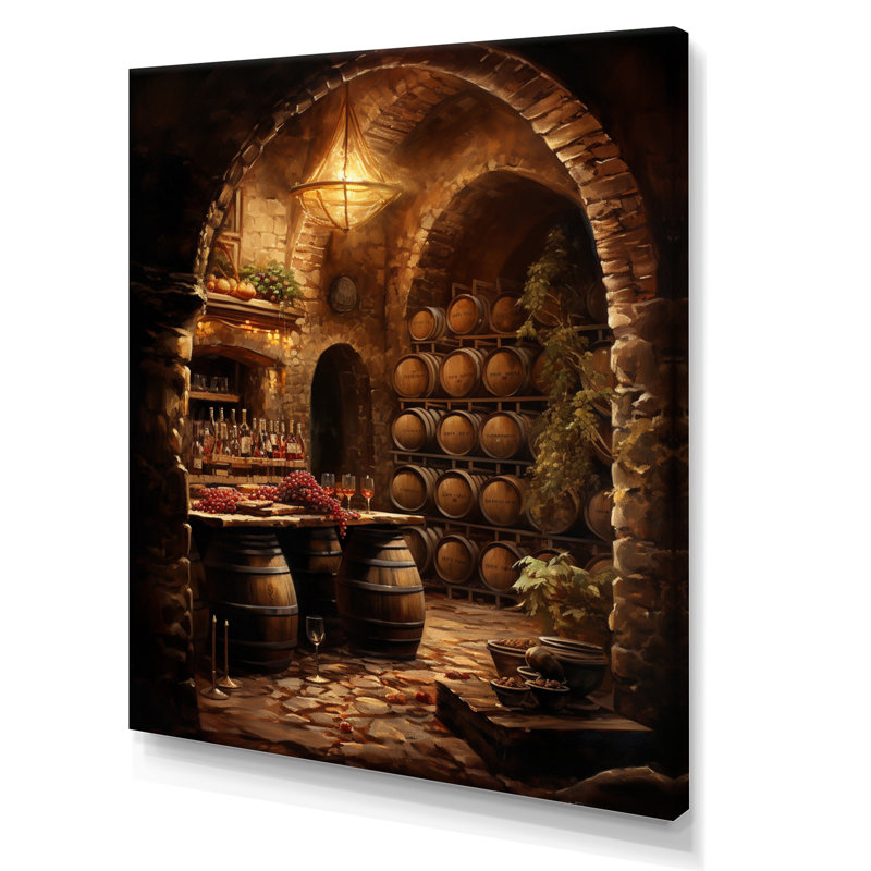 Harmonie de cave à vin - Art mural champagne, Toile tendue, H 32 po x l 16 po x P 1 po