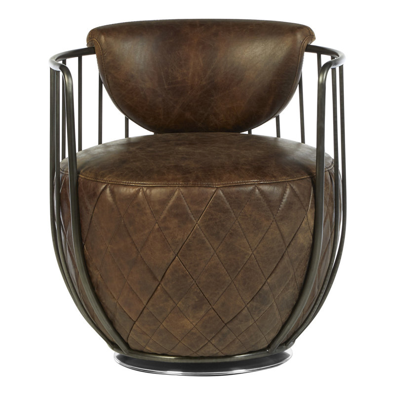 Future Tense Leather Swivel Barrel Chair, Brown