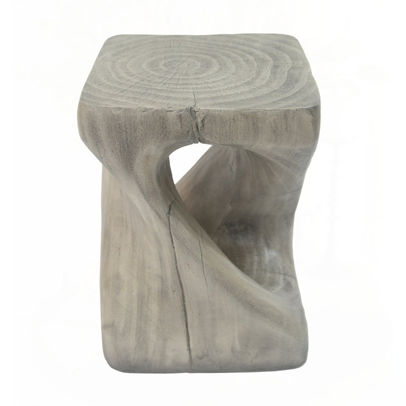 Wood-Like Texture MGO Twist Shape Side Table, Gray