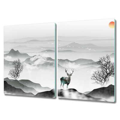 Mushegh Tempered Glass Mountains Deer Chopping Board