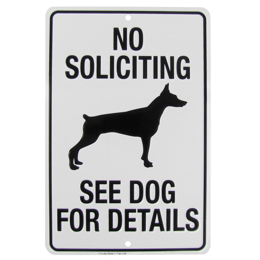 No Soliciting See Dog for Details Metal Sign Funny Yard Fence Home Decor Treasure Gurus