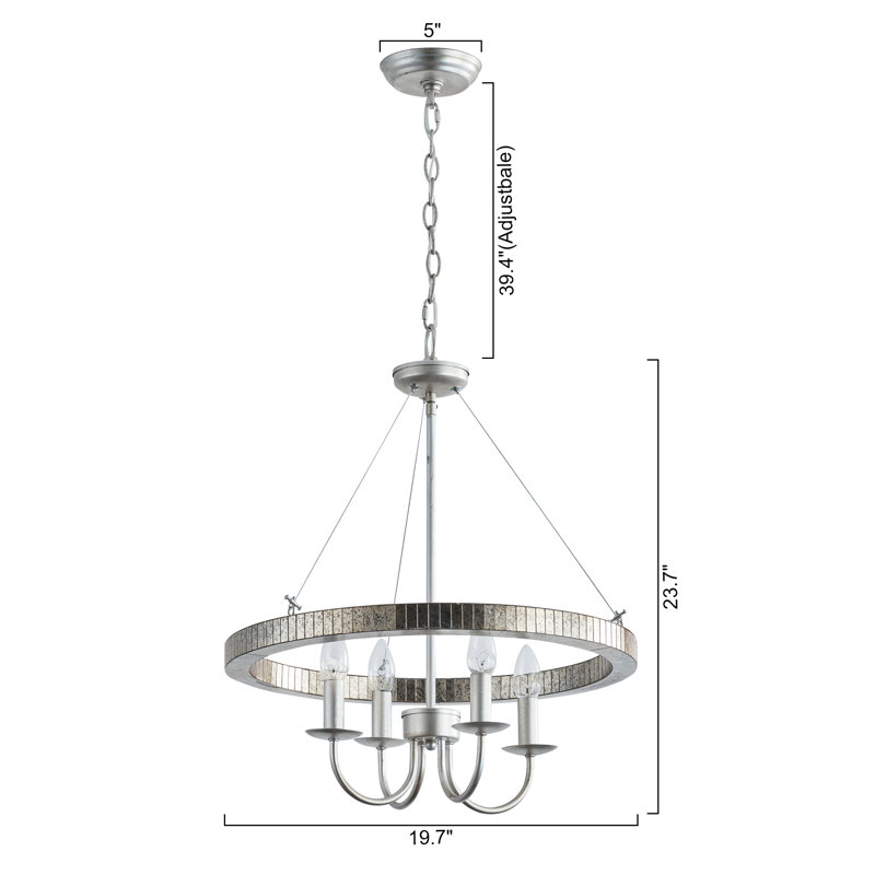 Lustre en roue de chariot à 4 lumières à intensité variable Jefre