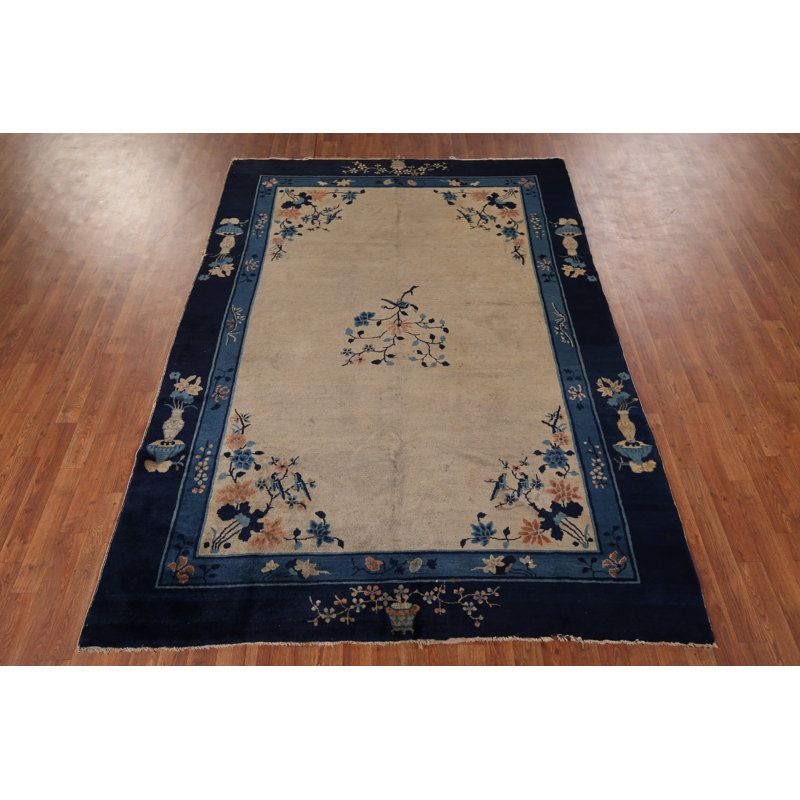 Tapis beige / ivoire unique de 6 pi 1 po x 8 pi 7 po