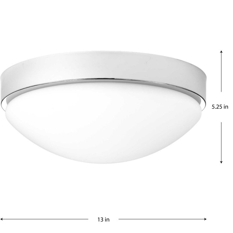Plafonnier encastré 1 lumière DEL 13 po, Chrome poli