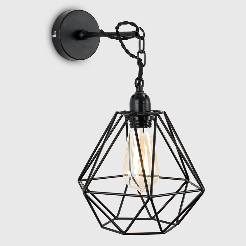 Harp 1 - Light Satin Black Geometric Pendant, Black, No