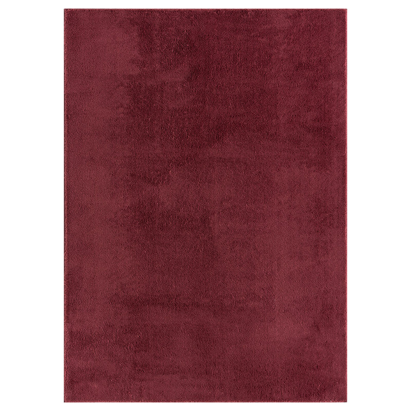 Taeler Washable Modern Living Room Rug Polyester Plain - Anti-Slip Felt Backing Carpet Bedroom-Hallway, Red