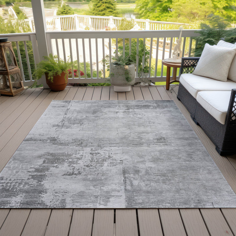 Tapis lavable intérieur / extérieur gris Cassiva , 8 pi x 10 pi
