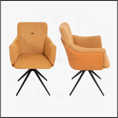 Set of 2 Modern Home Office and Dining Chairs with Armrests, 360° Swivel Function, Ideal for Various Rooms and Comfortable Seating