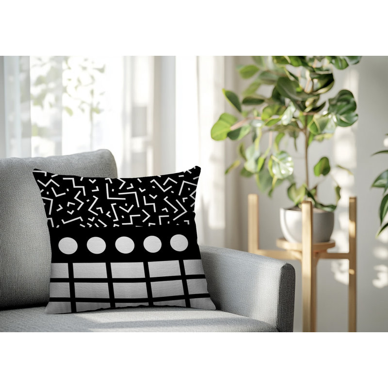Oreiller carré réversible intérieur / extérieur Poptik, Carré 18 po, Noir