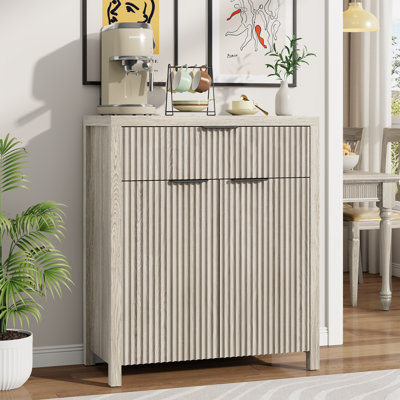 Modern Sideboard Cabinet With Large Drawer,Storage Buffet With Adjustable Shelf ,Entryway Cabinet With Water Ripple Design, Perfect Storage For Dining Room, Kitchen, And Entryway