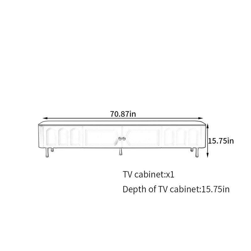 Meuble télé de style français rétro, 70.87''