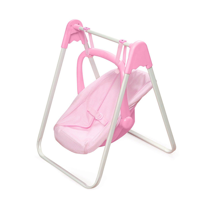 Doll Swing and Carrier in Pink Gingham