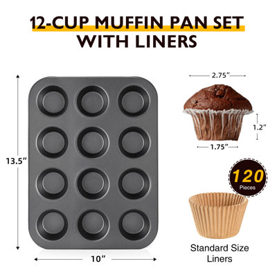 Mini-moule à muffins pour la cuisson, petit moule à tarte de qualité supérieure à 12 cavités, moule à gâteau antiadhésif Yorkshire pour pansuffin, tarte à la lune, biscuits, lavable au lave-vaisselle et facile à nettoyer