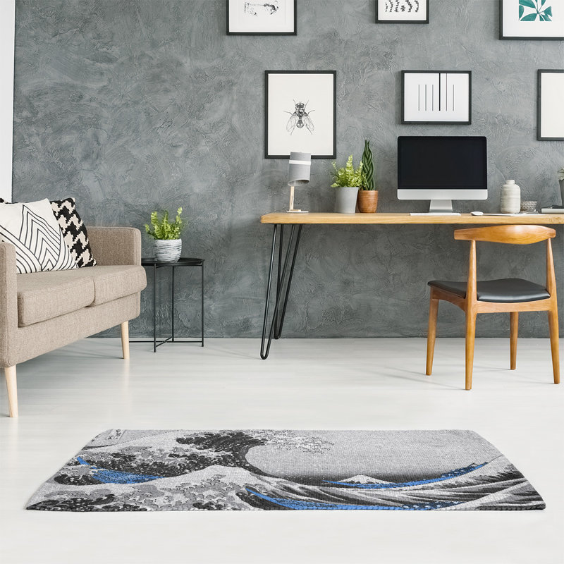 Tapis gris/noir superbe wave, Rectangle 3 pi x 5 pi
