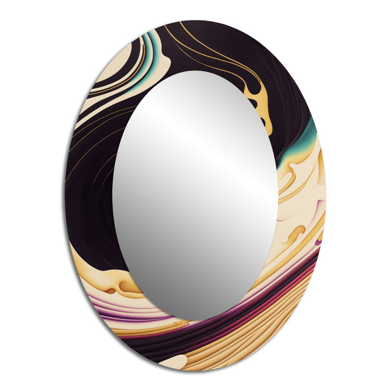Miroir mural mauve moderne, mauve, doré et bleu Swirl II, 40 po x 30 po