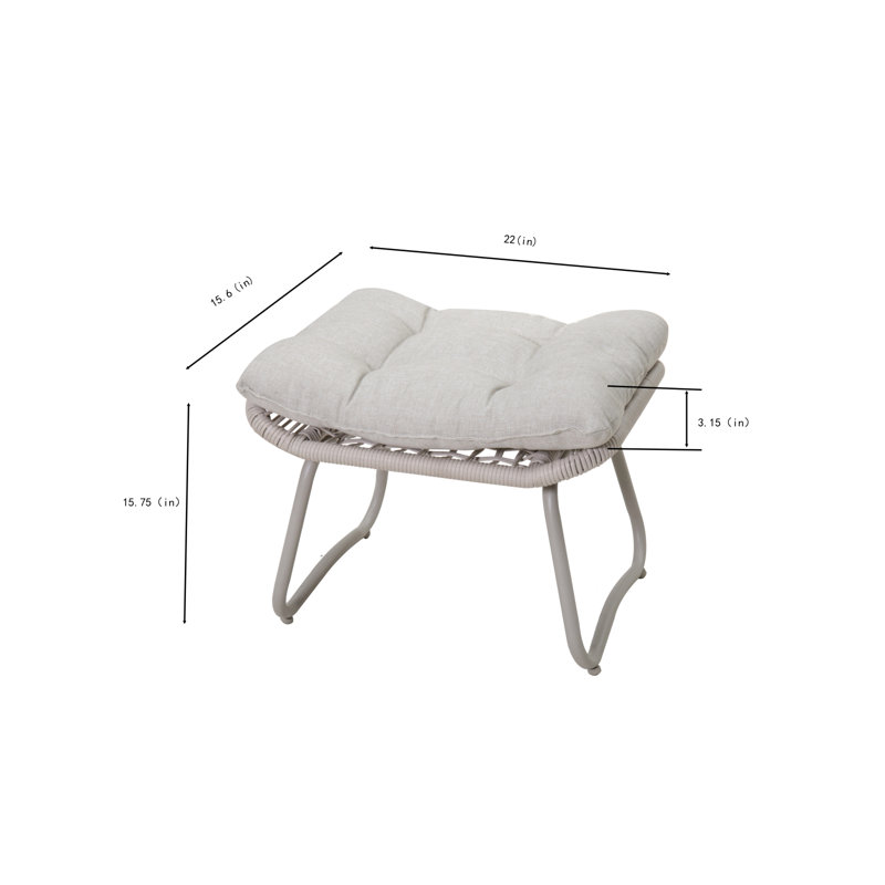 Ensemble de chaises longues 3 pièces en corde tissée avec repose-pieds et table d'appoint ronde