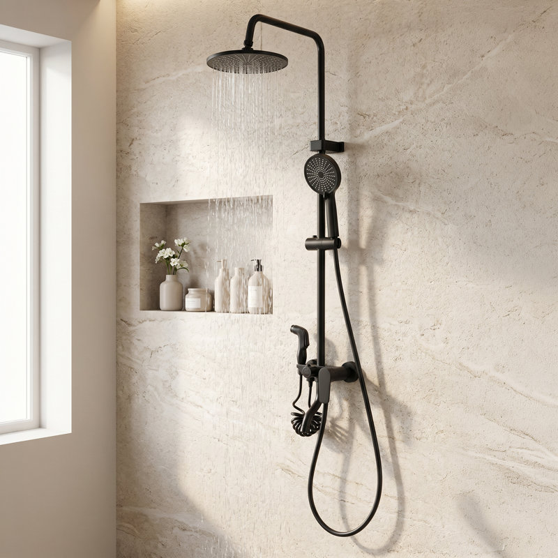 Wall-Mount Bathroom Piano-Key Panel Shower System Set