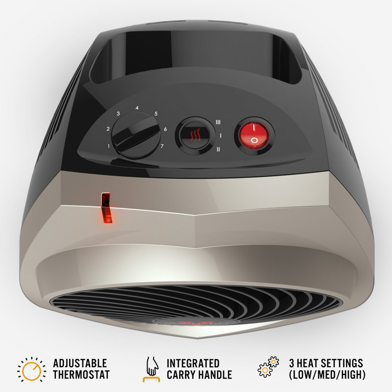 VH200 1500 W Electric Fan Heater – Compact Whole Room Heating with Cool-Touch Exterior and Vortex Airflow, White/Black