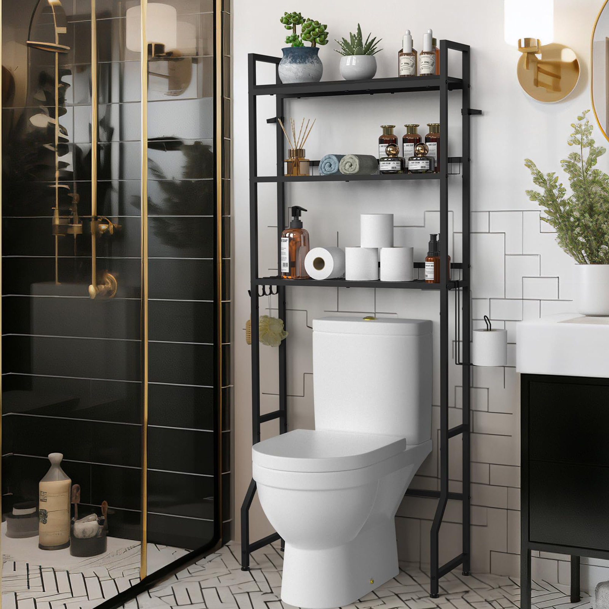 Latitude Run® 3 Tier Bathroom Rack Above Toilet | Wayfair