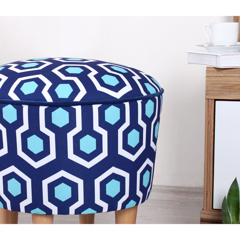 Chackbay 42cm Wide Round Geometric Footstool Ottoman